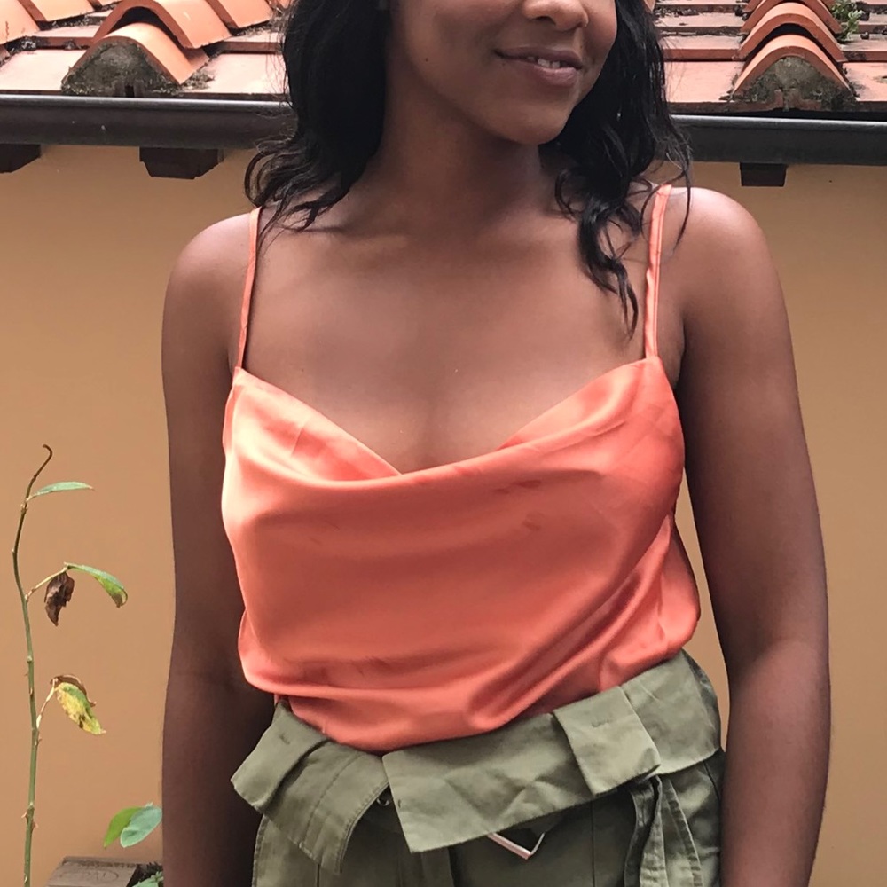 Satin orange cami top